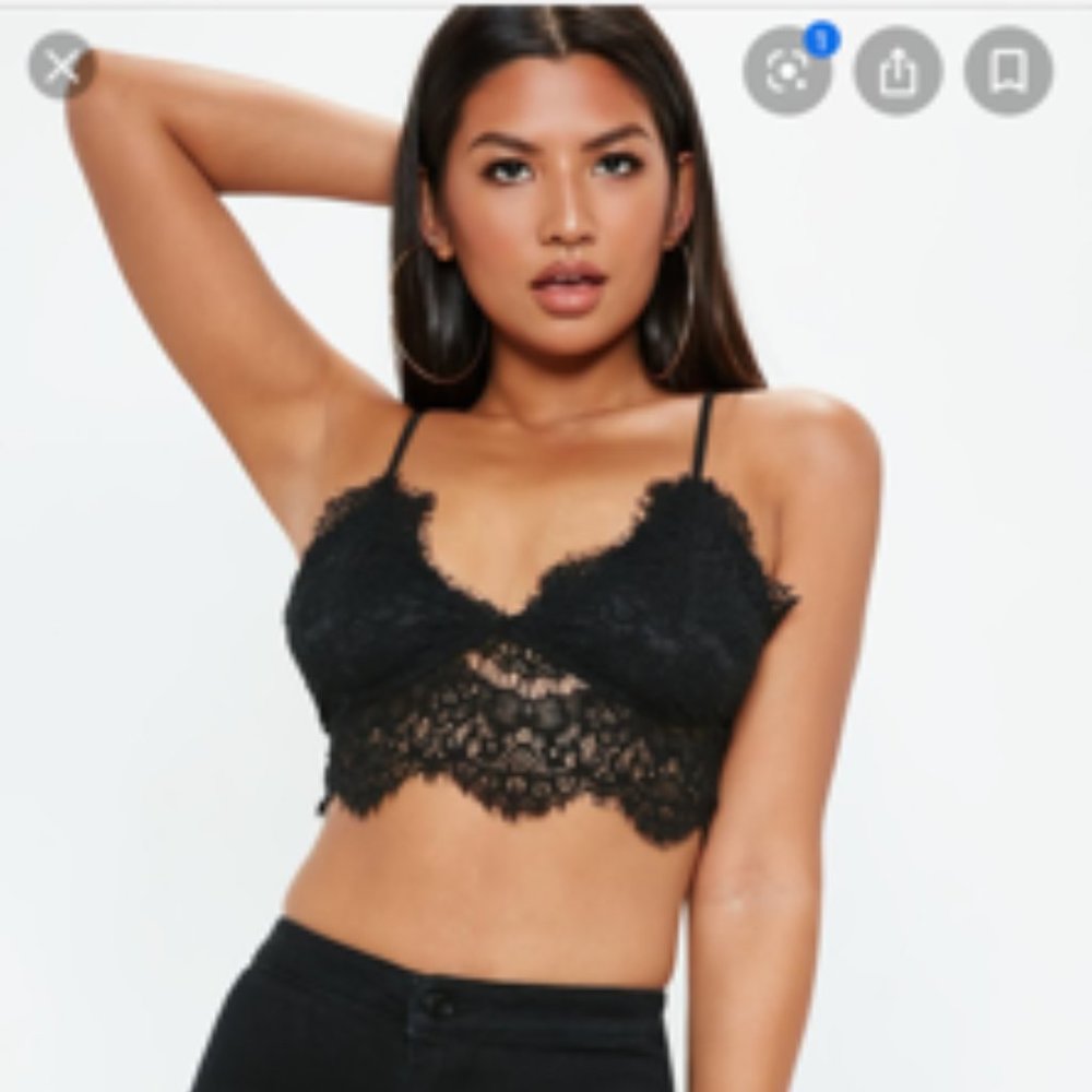 Missguided Black Lace Bralette Crop Top